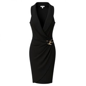 Cache Black Wrap Style Dress – Size M